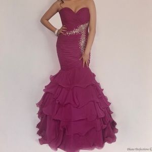 Fuchsia Diamond Studded mermaid dress